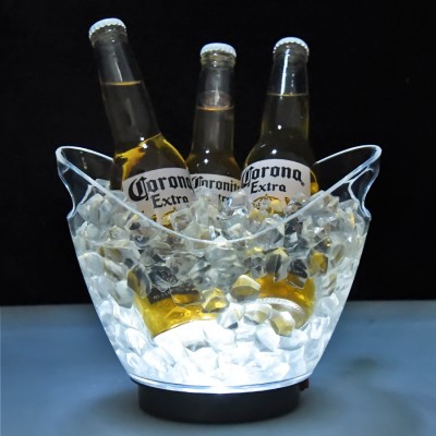 customized boat shape clear plastic acrylic nightclub led lighted ice bucket for beer champagne vodka