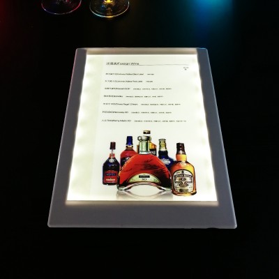 restaurant drink plastic light up menu book covers card display acrylic table stand leather led menu holder