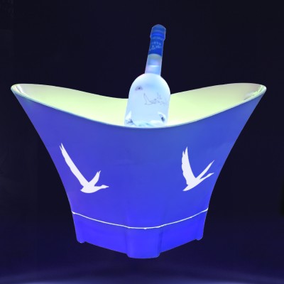 Factory customized branded logo beverage ice cooler beer wine whisky acrylic plastic ice bucket led light