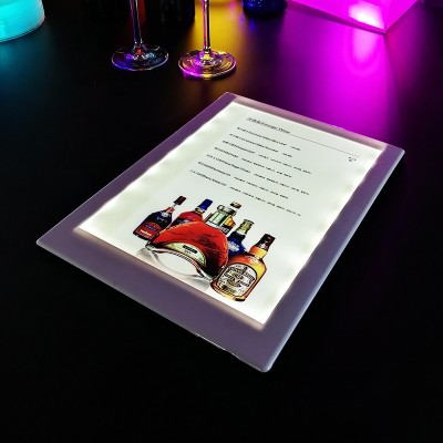 restaurant bar use led light up cafe style menu covers