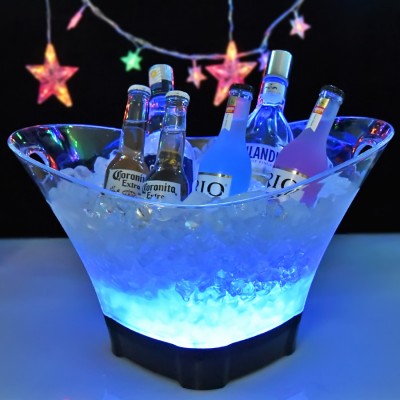 new style promotion 12L blue clear acrylic plastic large beer bottle service led ice bucket custom