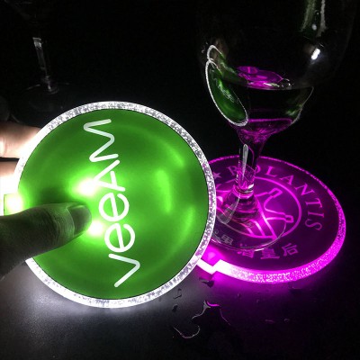 news design led down light wine bottle coaster,