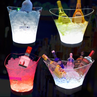 BSCI and ISO9001 clear acrylic plastic nightclub bar hotel led ice bucket for beer champagne wine