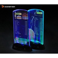 factory made direct sale battery powered led acrylic table tent menu sign